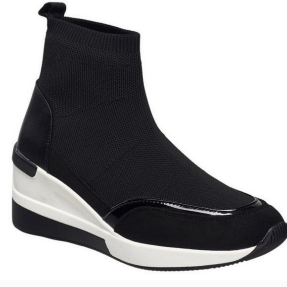 French Connection women's starr wedge sneaker  Black color size 7.5. New with b - Picture 2 of 11